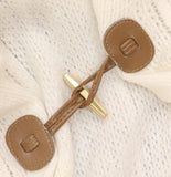 Style & Co. Womens Ribbed Toggle Topper with Fringe Fuzzy Knit Ivory Off White