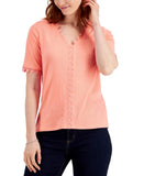 Charter Club Lace-Trimmed V-Neck Knit Top 100142938MS Sandy Pink 2XL