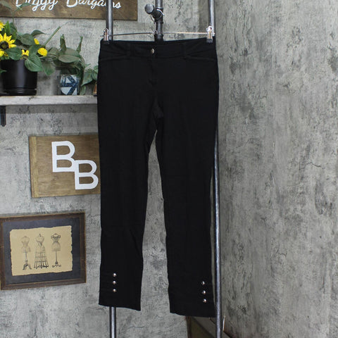 White House Black Market Womens Knit Ponte Embellished Dress Pants Black 6R
