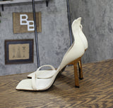 Schutz Womens Heeled Patent Leather Ciara Sandal Pearl Off White 10B