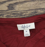 Style & Co. Knit Button Up Roll Tab Shirt Red 2X