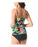 Beach House Womens Swim Lola Wrap Underwire Tankini Top Midnight Garden Black 12