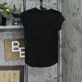 Buffalo Womens Ribbed Short Sleeve Round Neck T-Shirt Tee 1782655 Black S