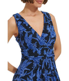 Tommy Hilfiger Womens Printed Ruched Mini Dress Sky Captain / Amparo Blue 8