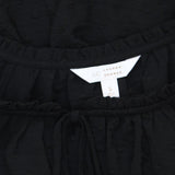 LC Lauren Conrad Womens Pintuck Ruffle Trim Tie Front Blouse Shirt Top Black S
