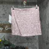 Alex & Sophia Juniors Faux-Peal-Trim Sequin Mini Skirt Dusty Pink Pearl L