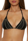Becca Womens Standard Color Sheen Triangle Bikini Top 109057 Black M
