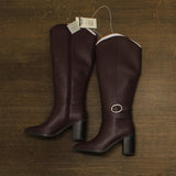 A New Day Womens Rhonda Under Knee Heeled Boots 94637579 Burgundy Red 5.5M