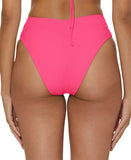 Becca Womens Modern Edge Textured Rib High-Waist Bikini Bottom 548657 Pink Glo S