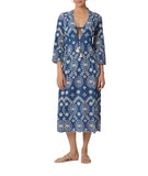 Shoshanna Embroidered Chambray Cover-Up Maxi Dress Chambray Blue / White M