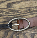 Levi's Womens Two-in-One Twisted-Buckle Reversible Belt 1.25 in. Tan / Blue XL