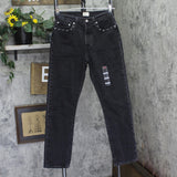 Levi's Womens Original 501 Straight Jeans Button Fly Studded Pocket Black 28x30