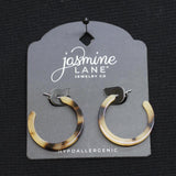 Jasmine Lane Hypoallergenic 3/4 Hoop Earrings, Tortoise Pattern Tan Brown 1.25"