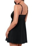 Swim Solutions Tie Front Empire-Waist Swimdress One Piece Swimsuir Black 12