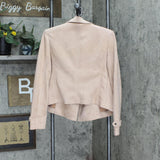 M Magaschoni Womens Faux Suede Open Front Motorcycle Jacket Blush Pink M