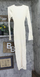 Future Collective Womens Ribbed Maxi Dress Long Sleeve Cream Off White M