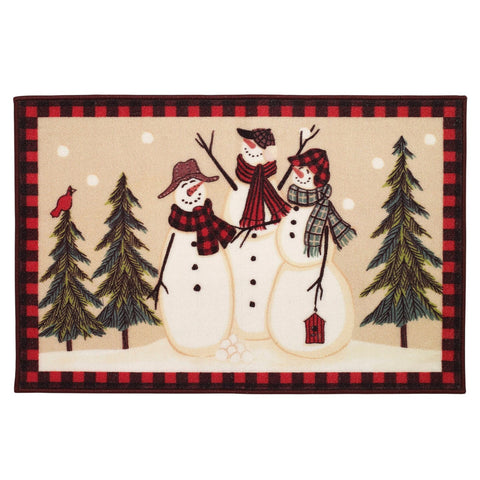 Avanti Snowman Gathering Bath Mat Christmas Holiday Rug Red Black Multi 20 x 30