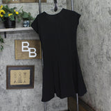 24Seven Comfort Apparel Womens Plus Size Crepe Keyhole Cap Sleeve Dress Black 1X