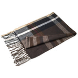 Alpine Swiss Mens Plaid Scarf Soft Winter Fringe 87987642 Brown Navy Multi