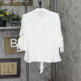 City Chic Womens Trendy Plus Size Tropical Tie Collared Top Ivory Off White 2XS