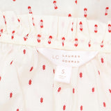 LC Lauren Conrad Woven Pintuck Square Neck Off Shoulder Blouse White / Red S