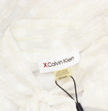 Calvin Klein Lurex Textured Tie Front Blouse O23T889B White S