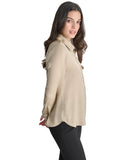 DKNY Womens Long Sleeve Point Collar Pocket Shirt UG4TT666 Trench Brown XS
