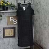 Ultra Flirt Juniors Short-Sleeve Open-Knit Tunic Top 1991066 Black L