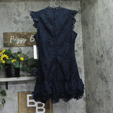 Aqua Womens Mock Neck Lace Shift Mini Dress IDL9372 Navy Blue M