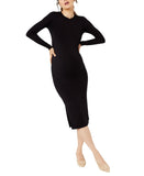 A Pea In The Pod Womens Knit Midi Maternity Side Slit Long Sleeve Dress Black S