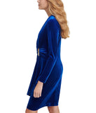 Calvin Klein Womens Velvet Bar Wrap Dress CD4V132R Saphire Blue 12