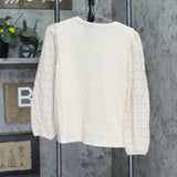 Ghimli Womens Lined Crochet Knit Blouse Shirt Top Off White See Measurements