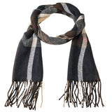 Alpine Swiss Mens Plaid Scarf Soft Winter Fringe 87987642 Brown Navy Multi