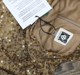 Anne Klein Womens Sleeveless Draped Mock Neck Sequin Midi Dress Gold Yellow L