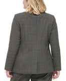Calvin Klein Plus Notched-Collar Single-Button Blazer Jacket Multi Brown 18W