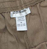 Cathy Daniels Waist Drawstring Capris with Button Hem and Pockets Tan Brown 1X