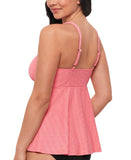 Swim Solutions Womens Swim Textured Underwire Tankini Top 806766 Guava Pink 14