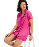 INC International Concepts Notch Collar Pajama Shirt Top Divine Berry Pink 2XL