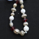 Erica Lyons Beaded Holiday Elastic Bracelets Silver Gray / Blue Multi