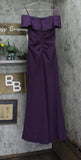 Xscape Womens Long Scuba Off-The-Shoulder Ruffled Dress Gown 3008X Plum Purple 8