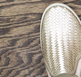 Ecco Womens Soft 7 Woven Slip On 2.0 Sneaker White / Gold EUR 38 (US 7-7.5)