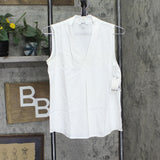 Bar III Womens Pleated Polyester Tank Top 10717600 White S