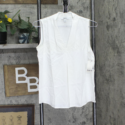 Bar III Womens Pleated Polyester Tank Top 10717600 White S