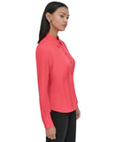 DKNY Womens Button-Front Collared Fitted Blouse Watermelon Sugar Red Orange XS