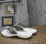 Clarks Jazzh Womens Toe-Post Cushioned Footbed Flip-Flops Gray Multi 11M