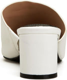 Alfani Womens Colyerrl Leather Block Heel Slide Sandals White Leather 6M