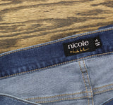 nicole By Nicole Miller Printed Cuff Ankle Jeans Dark Wash Animal Blue 14