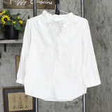 LC Lauren Conrad Pinktuck Ruffle Striped Blouse Shirt Top White See Measurements