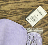 Bar III Womens Pucker Up Textured Bandeau Bikini Swim Top Lavender Haze Purple L