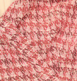 London Times Women's Surplice Embellished Houndstooth Faux Wrap Dress Pink 12